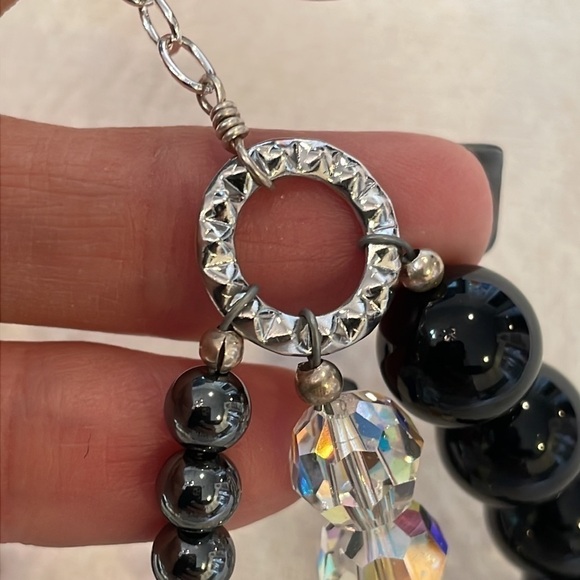 Sterling silver clasp triple layer glass bead elegant artisan made - Picture 5 of 7